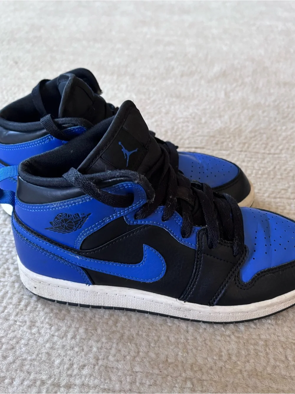 Nike Air Jordan Kids Black and Royal Blue High-Top Sneakers